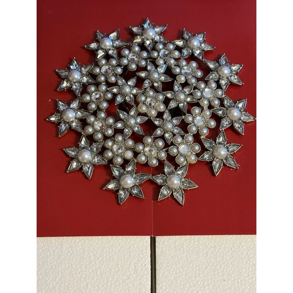 NIB  Pottery Barn Jewel Jeweled Snowflake Christmas Tree Bling Bedazzled Pearls